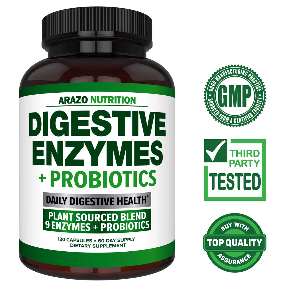 Digestive Enzymes with Probiotics - Multi Enzyme Nutritional Supplement - Acidophilus Bromelain Papaya Papain Lipase & Lactase - Improve Digestion - 120 Pills -