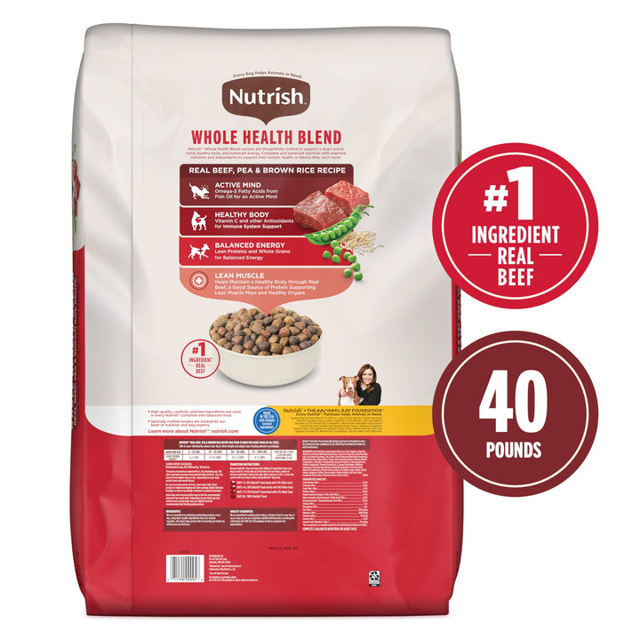 Real Beef, Pea & Brown Rice Recipe Whole Health Blend Dry Dog Food, 40 lb. Bag, Packaging May Vary (Rachael Ray)