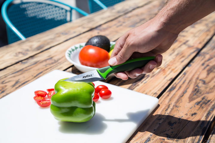 ZYLISS Paring Knife with Sheath Cover, 3.5-Inch Stainless Steel Blade, Green
