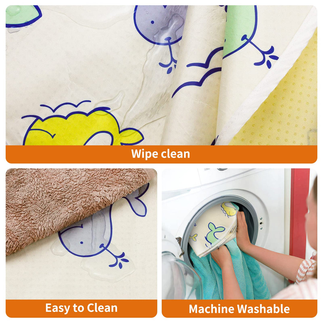 Splat Mat for Under High Chair 43.3, Waterproof Anti Slip with No Layering Design Splash Mat for Art/Crafts/Playtime on Floor or Table, Reusable Eating Mess Mat Spill Mat Floor Protector