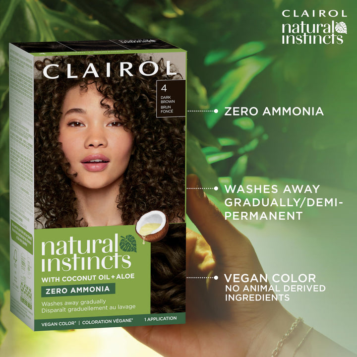 Natural Instincts Demi-Permanent Hair Dye, 4BZ Dark Bronze Brown Hair Color, Pack of 3