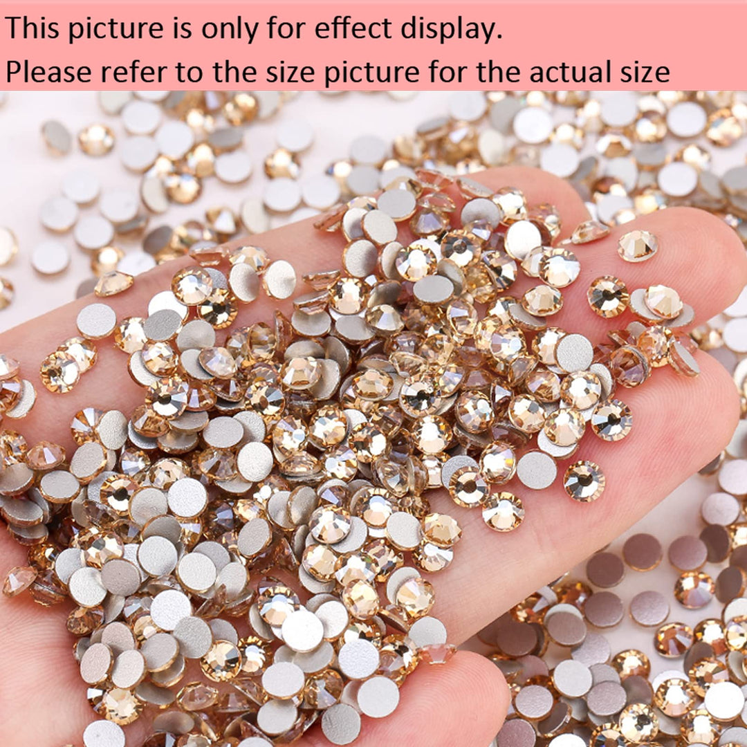 1440 Pieces SS4 Flatback Rhinestones, 1.5MM Mini Flatback Nail Crystal Rhinestones for Craft Dance Costumes, Non Hotfix Rhinestones (SS4 / 1.5MM, Golden Shadow/Champagne)