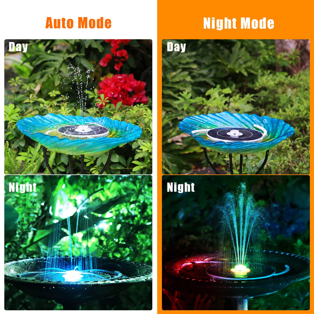 3.5W LED Solar Fountain for Birdbath, Solar Water Fountains with 3000mAh 6 Nozzles, Solar Powered Fountain Pump Solar Fountain for Garden Birdbath Pool Fish Tank