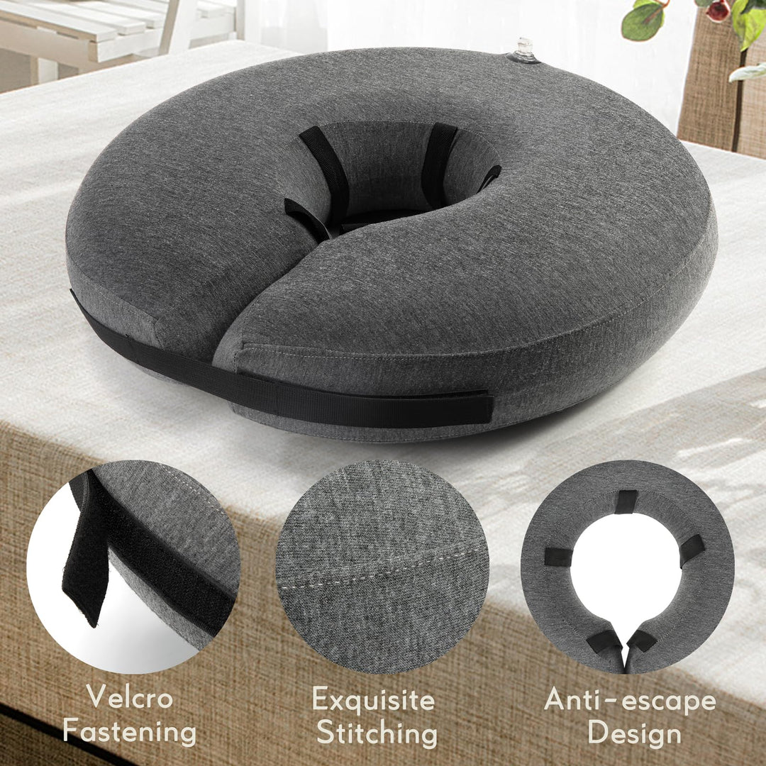 Inflatable Dog Neck Donut Collar Alternative After Surgery, Soft Protective Recovery Cone for Small Medium Large Dogs and Cats Puppies - Alternative E Collar (Gray, XL)