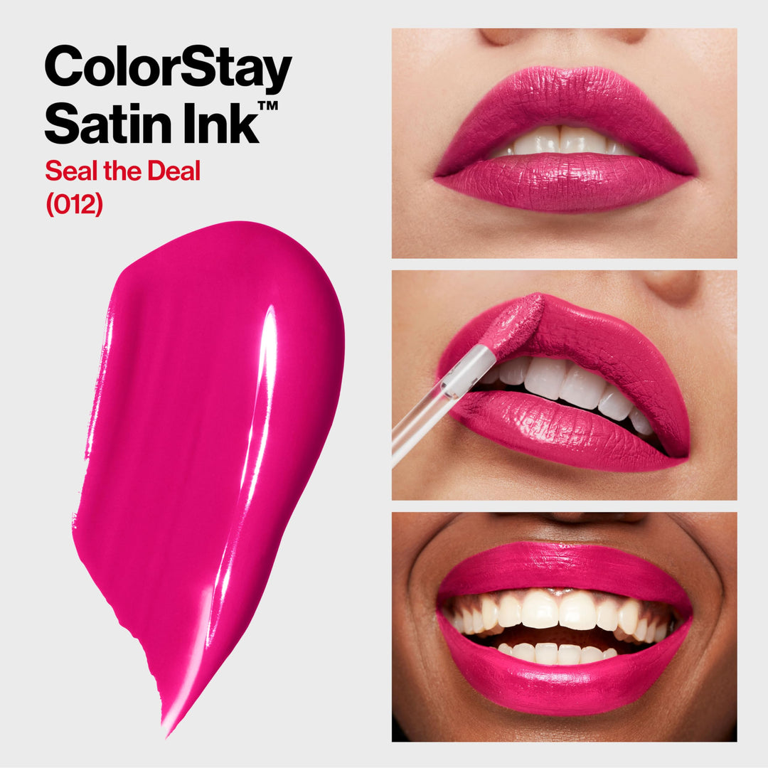 Revlon ColorStay Satin Ink Liquid Lipstick, Longwear Rich Lip Colors, Formulated with Black Currant Seed Oil, 012 Seal the Deal, 0.17 fl. oz.