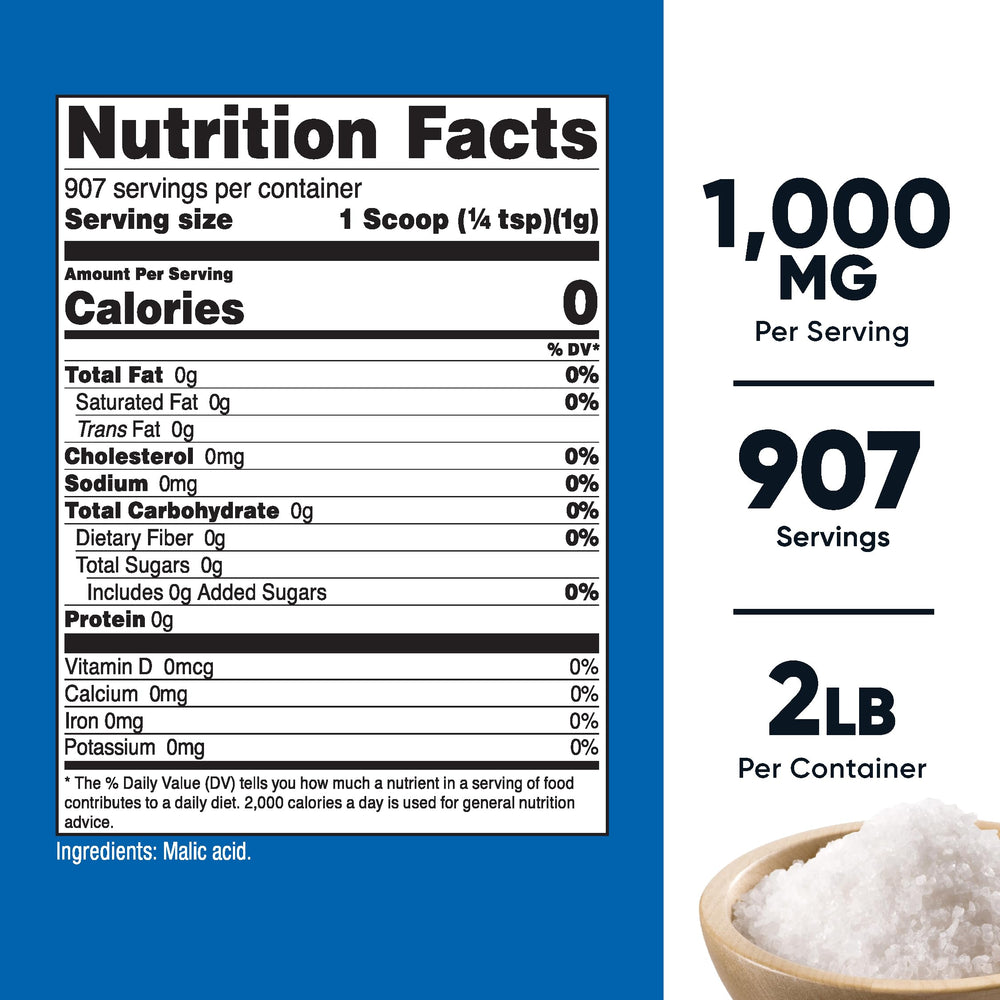 Malic Acid Powder 2 LBS - Gluten Free, Non-GMO