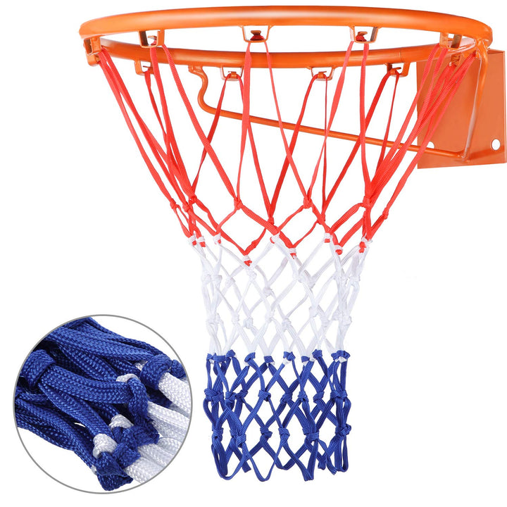 Heavy Duty Basketball Net Replacement All Weather Basketball Net Fits Standard Indoor or Outdoor, 12 Loop (Red, White, Blue)