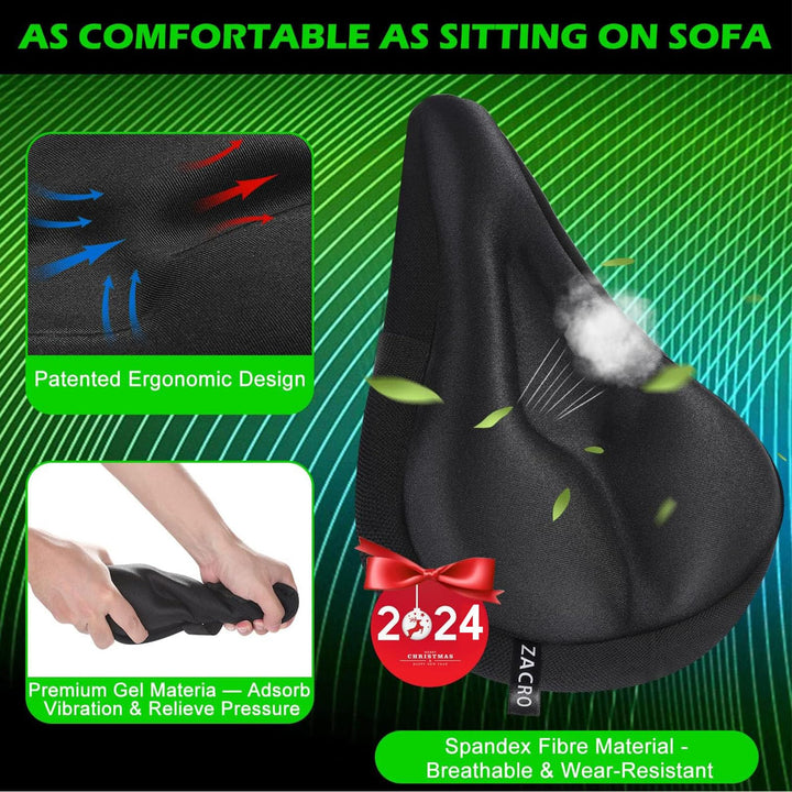 Bike Seat Cushion - Gel Padded Cover for Men Women Comfort, Extra Soft Exercise Bicycle Compatible with Peloton, Stationary or Cruiser Seats