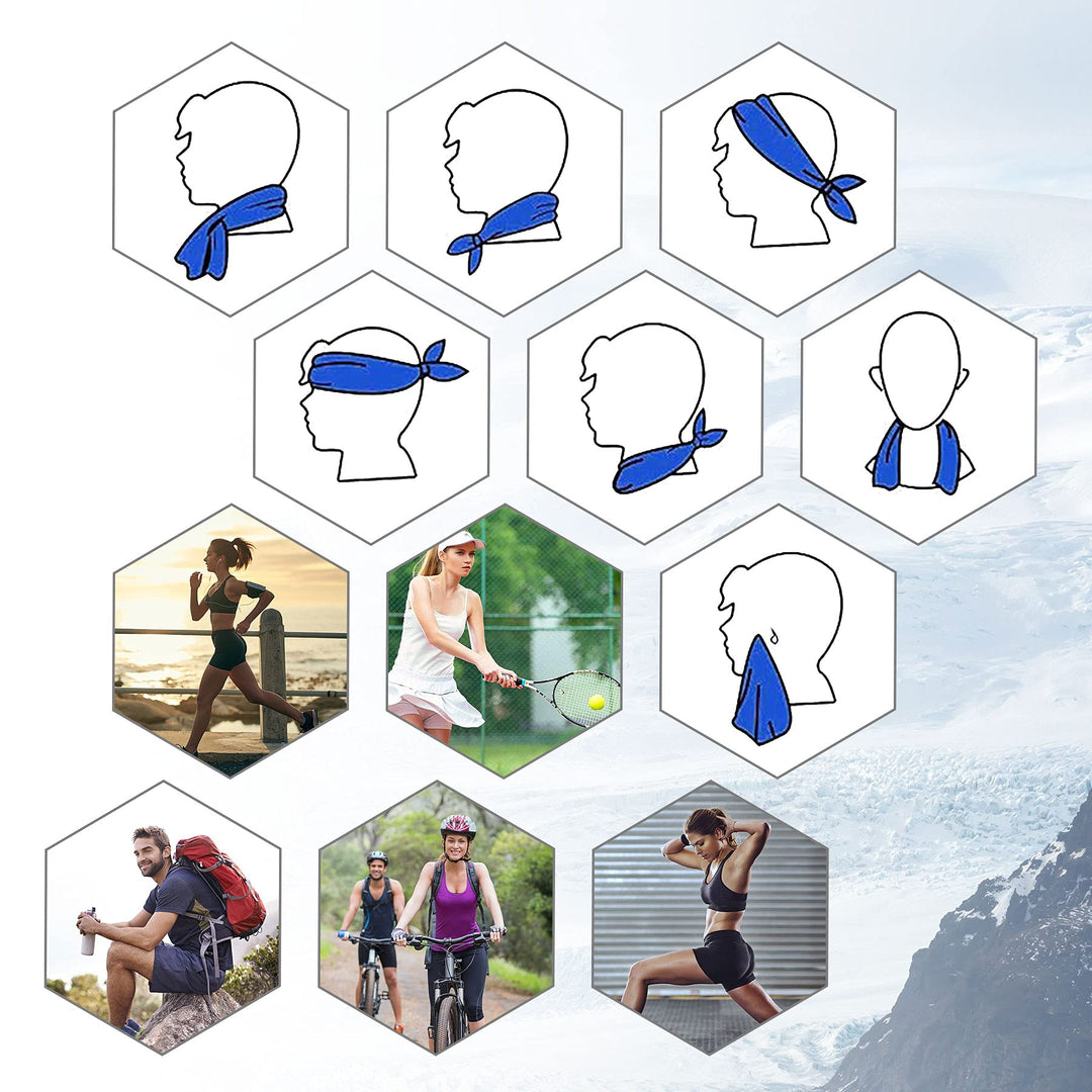 4 Packs Cooling Towels, Sweat Towel for Hot Weather Cold Breathable Soft Lightweight Chilly Face & Neck Rags for Sport, Gym, Beach, Camping, Hiking, Workout, Travel