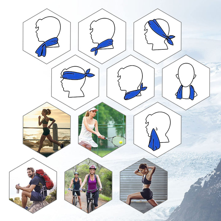 4 Packs Cooling Towels, Sweat Towel for Hot Weather Cold Breathable Soft Lightweight Chilly Face & Neck Rags for Sport, Gym, Beach, Camping, Hiking, Workout, Travel