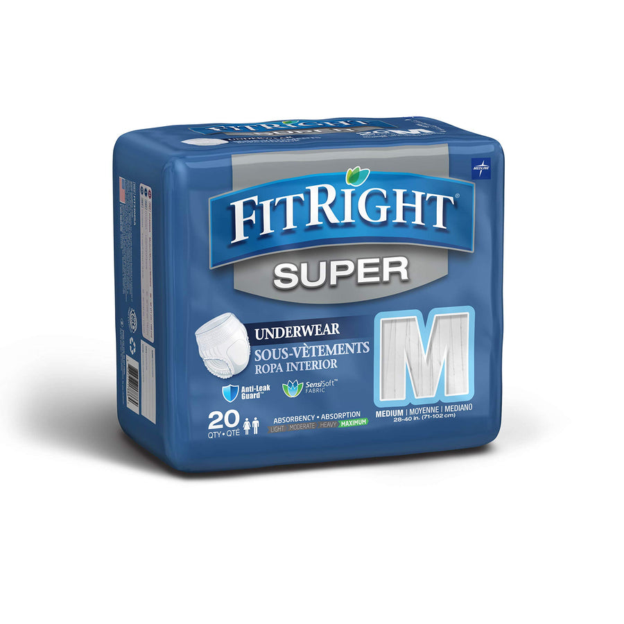 FIT33005AZ Fit Right Super Protective Underwear, Medium, 28 - 40 (Pack of 20)