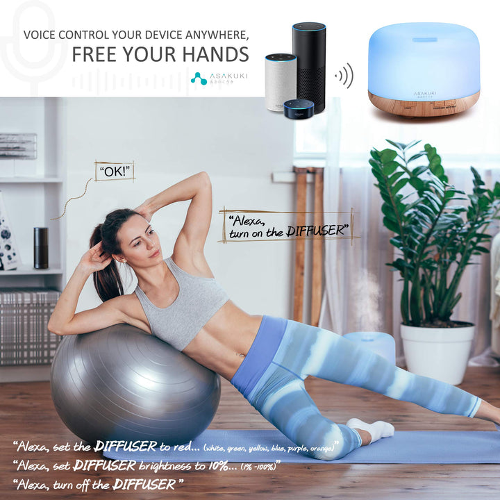 Smart Wi-Fi Essential Oil Diffuser, App and Voice Control Compatible with Alexa, 500ml Aromatherapy Humidifier for Relaxing Atmosphere in Home Office Bedroom Gold