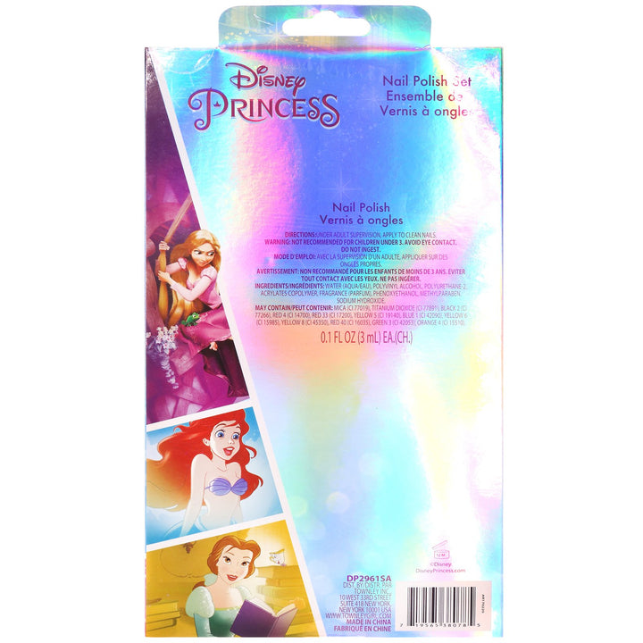 Townleygirl Disney Princess Peel-Off Nail Polish Gift Set for Kids (8), 8Count