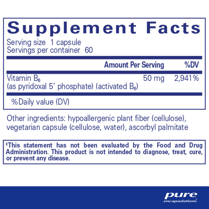 P5P 50 - Active Vitamin B6 - Supports Energy Metabolism & Brain Health* - Gluten Free & Non-GMO - 60 Capsules
