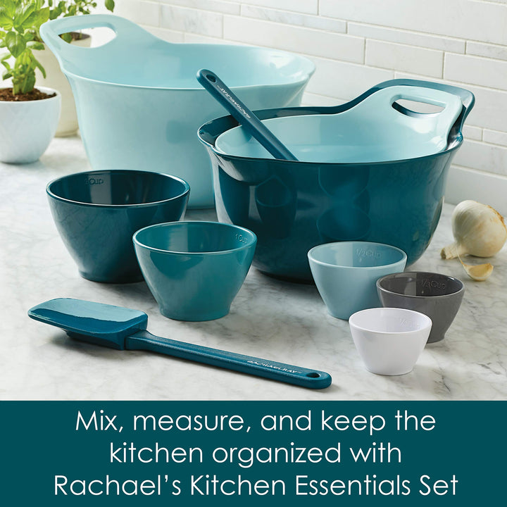 Tools and Gadgets Mix and Measure Cooking / Baking Prep Set with Mixing Bowls, Measuring Cups, and Tools - 10 Piece, Light Blue and Teal