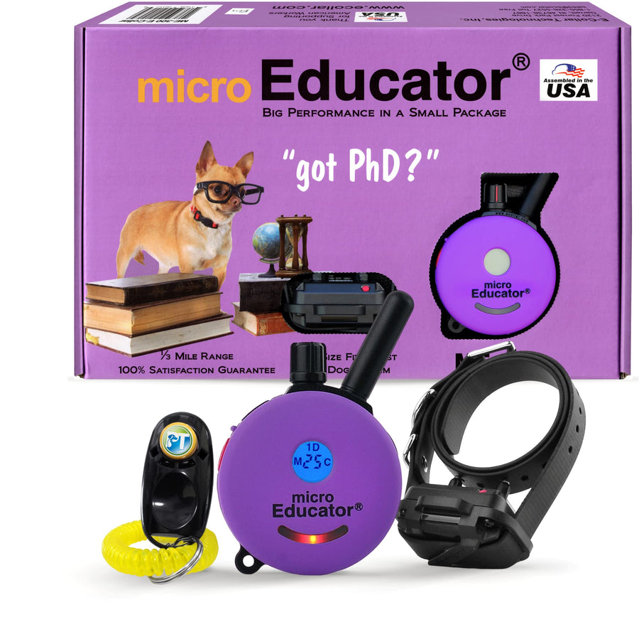 Micro ME-300-1/3 Mile Ecollar Dog Training Collar with Remote for Small, Medium, and Large Dogs - Static, Vibration & Tone Electric Training Collar for Dogs by E-Collar Technologies