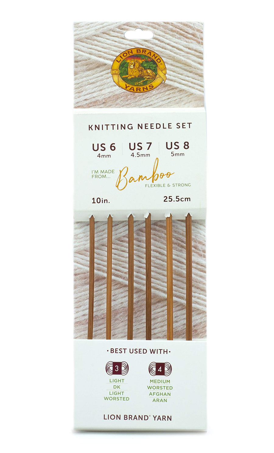 Article 401 Bamboo, 10 Inch Knitting Needles Set (Sizes 6,7,8), 401-1902