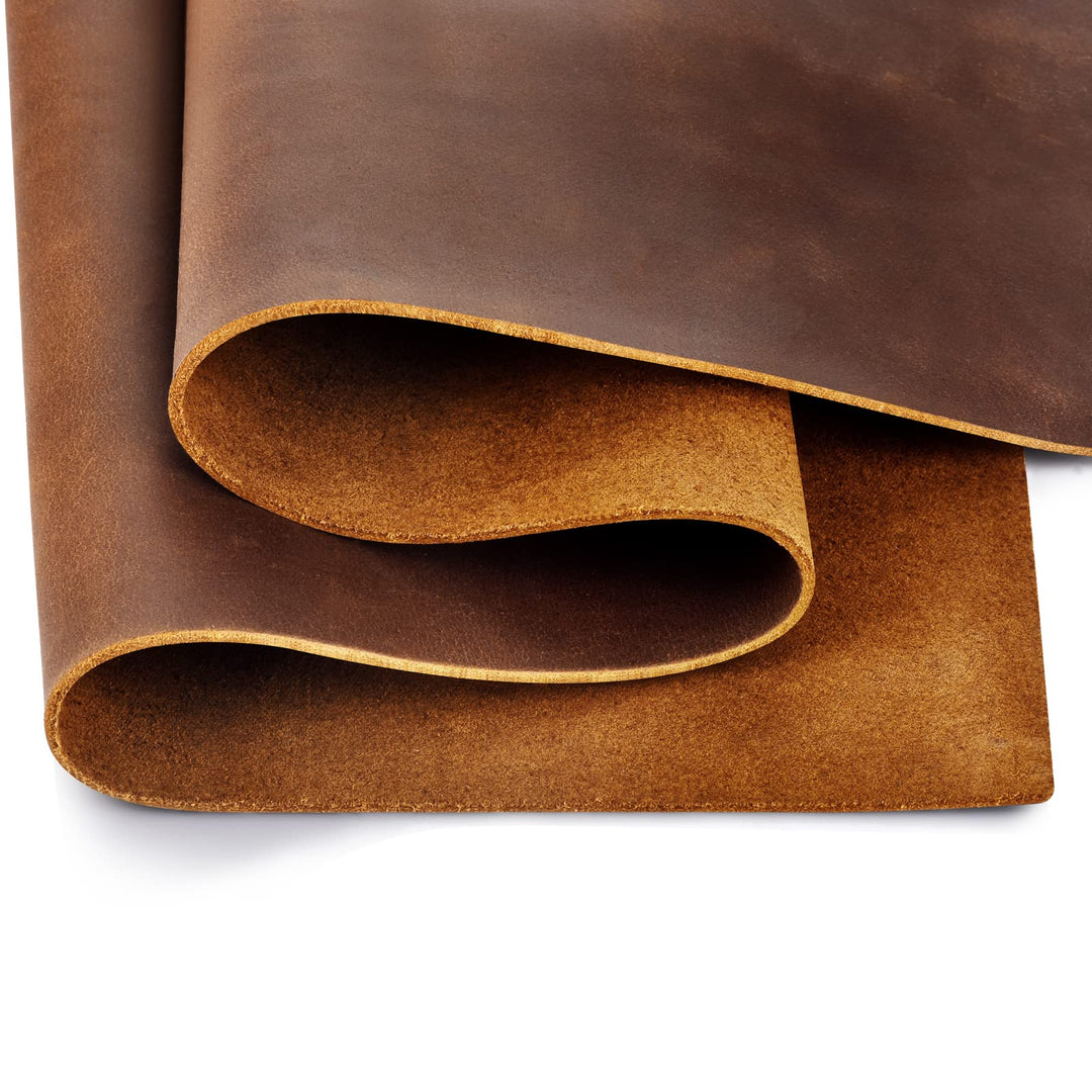 Tooling Leather Square 1.8-2.0MM Thick Genuine Top Full Grain Oil Tan Crazy Horse Cowhide Leather Sheets for Crafts Tooling Sewing Wallet Earring Hobby (Dark Brown, 8x12)