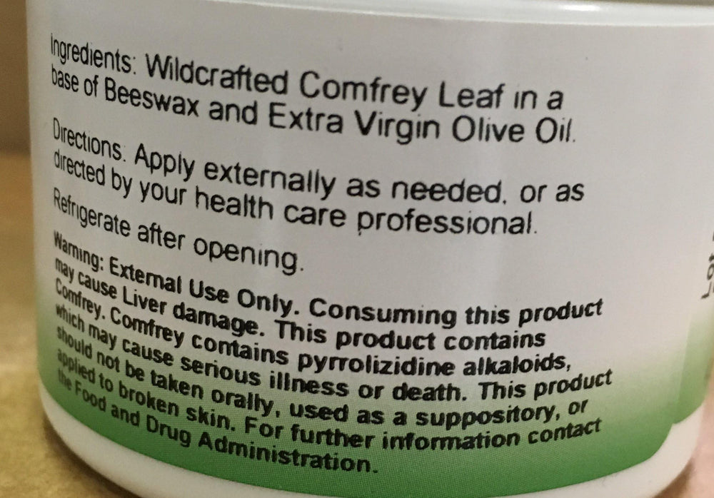 Dr. Christopher's Comfrey Ointment, 2 Ounce, contains Organic Comfrey Leaf in a base of Beeswax and Extra Virgin Olive Oil Other Ingredients: No added Fillers or Chemicals