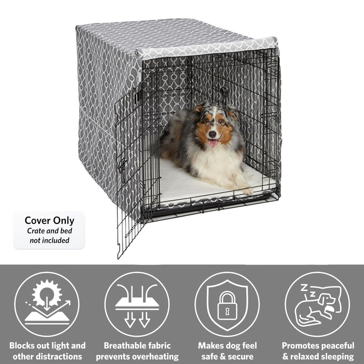 Dog Crate Cover, Privacy Dog Crate Cover Fits Midwest Dog Crates, Crate Cover Only; Machine Wash & Dry; Gray Geo Print; 42 inch
