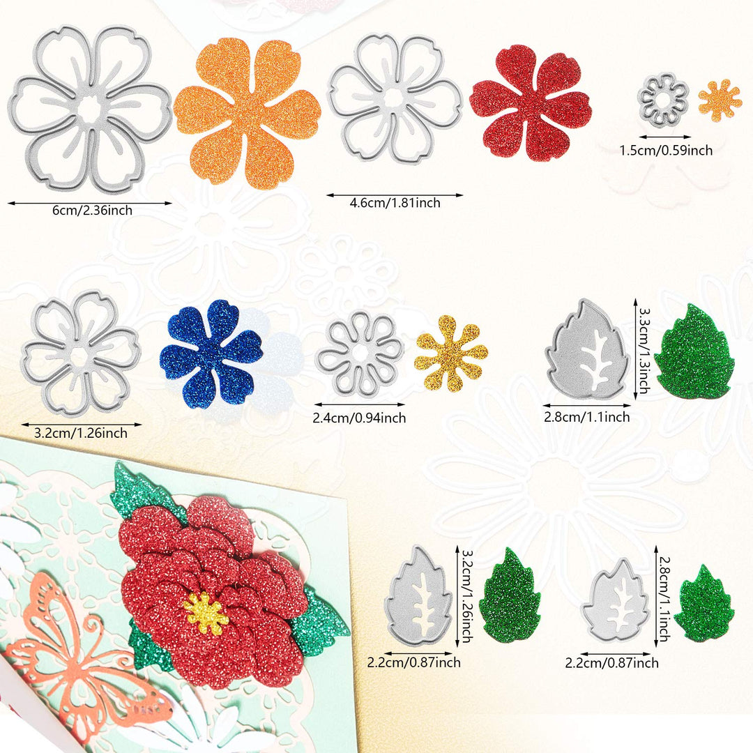 4 Sets Flower Metal Cutting Dies Flower Leaves Embossing Stencils 23 Styles 3D Die Cuts Stencil Embossing Carbon Steel Embossing Template for DIY Crafts Scrapbook Album Paper Card