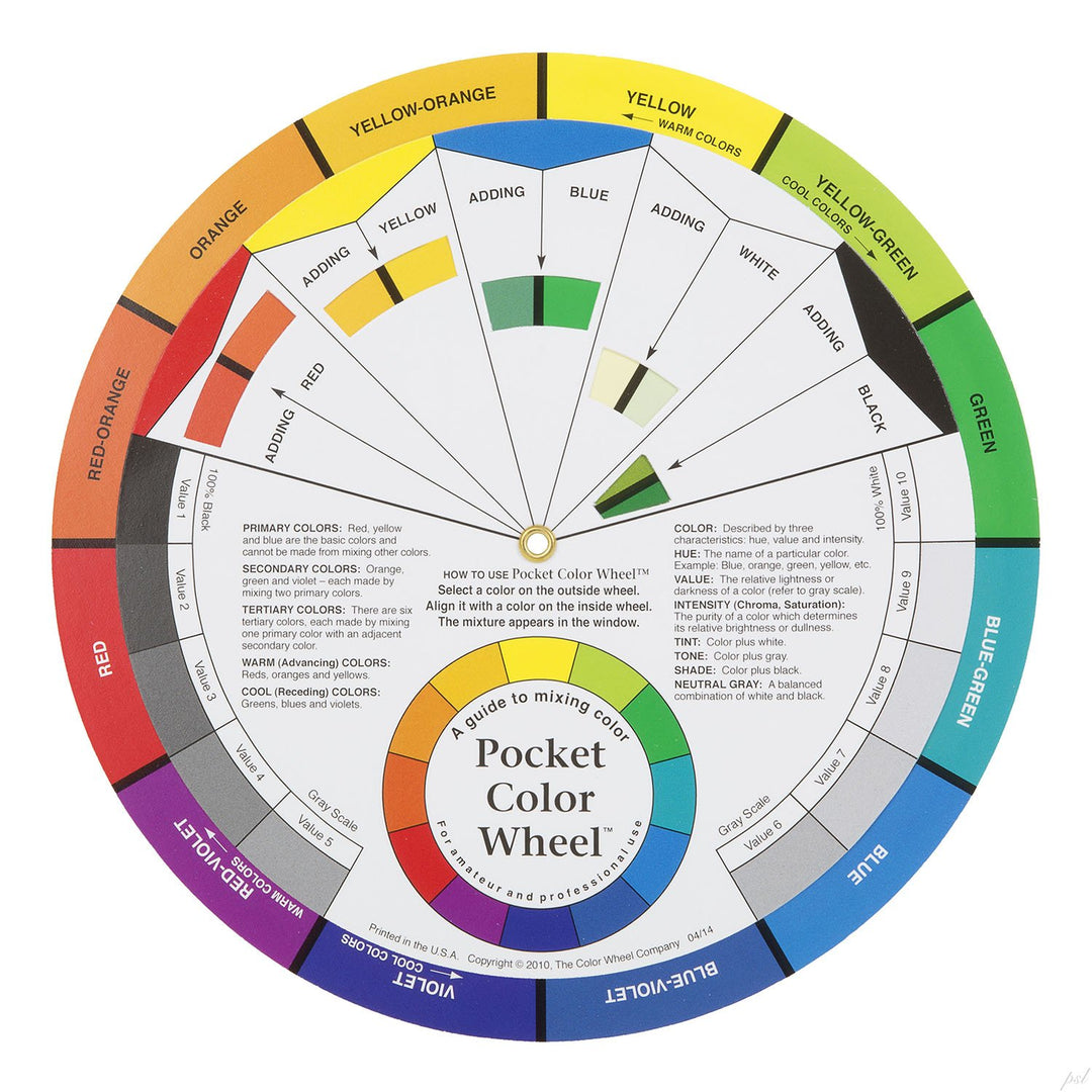 Color Wheel Pocket Guide with Gray Scale Value Finder – for both the amateur and professional artists