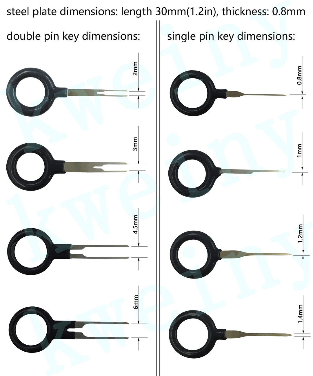 Auto Terminals Removal Key Tool Electrical Wiring Connector Release Pin(18 Pieces No Duplicate)