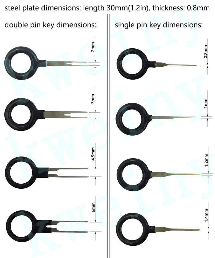 Auto Terminals Removal Key Tool Electrical Wiring Connector Release Pin(18 Pieces No Duplicate)