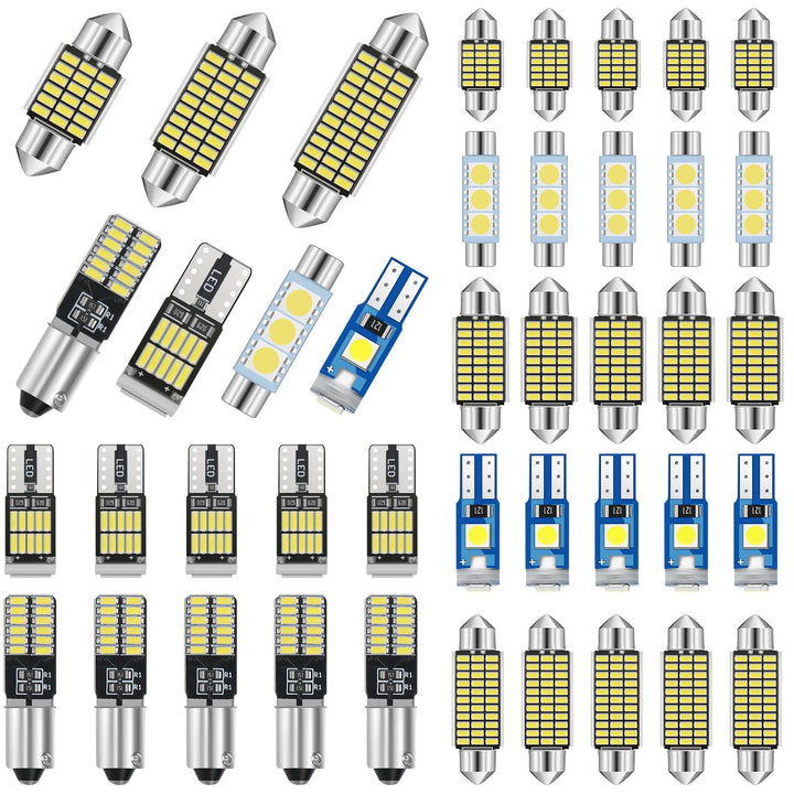 42 Pieces Interior Car Lights LED Dome Light 28 mm 31 mm 36 mm 41 mm BA9S T5 T10 LED Bulb Kit LED Dome Light for Car Interiors Map Dome Trunk Cargo Door Courtesy License Plate Light (White)