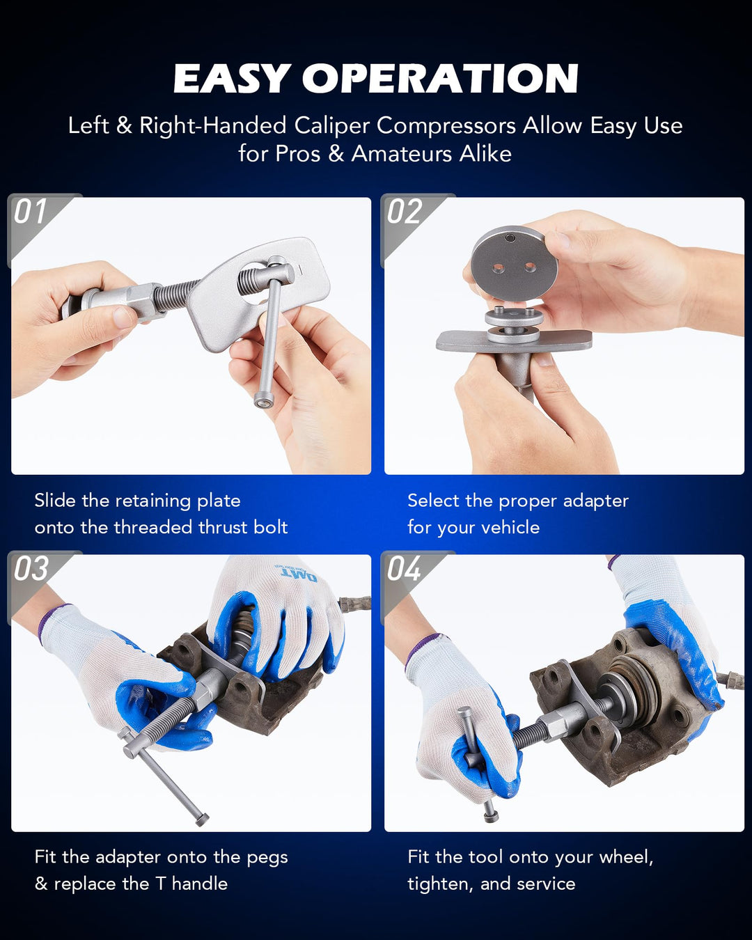 24pcs Heavy Duty Disc Brake Piston Caliper Compressor Rewind Tool Set and Wind Back Tool Kit for Brake Pad Replacement Reset, Fits Most American, European, Japanese Autos