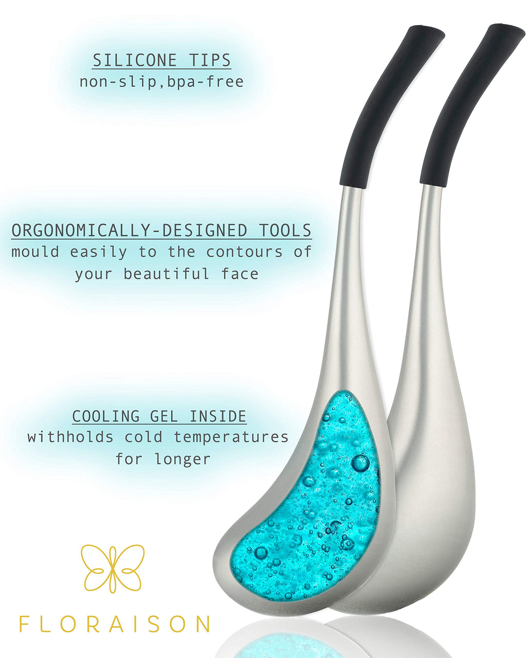 Floraison Unbreakable Stainless Steel Magic Cooling Beauty Facial Sticks for Face, Neck & Body Cryo Sticks & Cold Roller for face Puffiness & Wrinkles, Wine-Chilling Wands