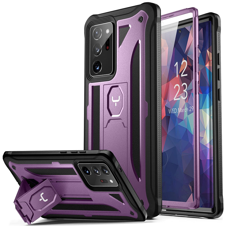 Samsung Galaxy Note 20 Ultra Case with Built-in Screen Protector & Kickstand Shockproof Full Body Rugged Protective Cover for Galaxy Note 20 Ultra 5G 6.9 inch - Purple