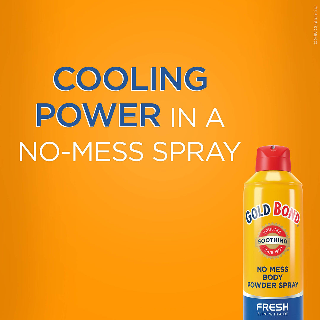 No Mess Body Powder Spray 7 oz., Fresh Scent with Aloe