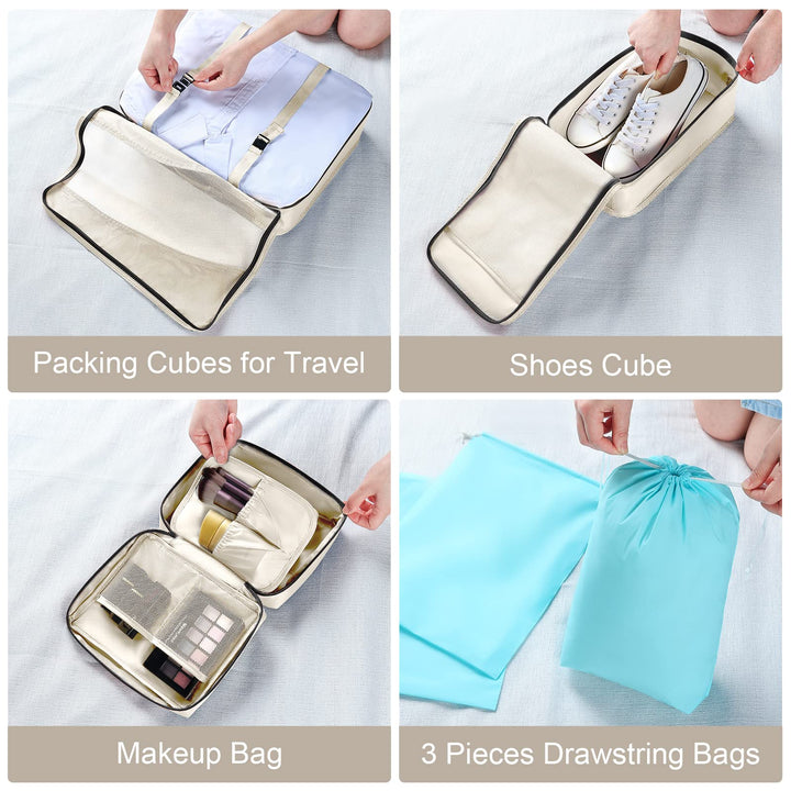 11 Set Packing Cubes, Travel Luggage Packing Organizers Lightweight Travel Cloth Storage Bag with Bra Underwear Cube Cosmetics Bag and Shoe Pouch
