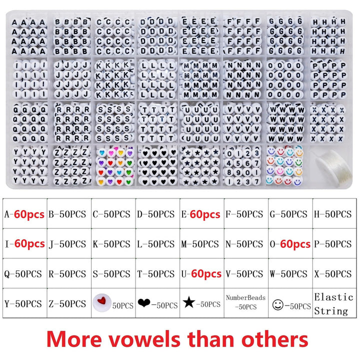 Amaney 1600pcs Letter Beads,Heart Beads,Number Beads,Start Beads and Smiley Beads,4x7mm White Acrylic Beads 31 Styles for Jewelry Making Bracelets Necklaces Key Chains
