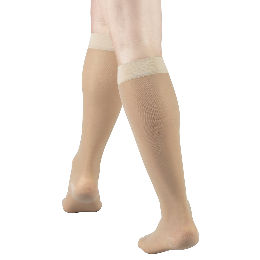 Truform Women's 15-20 mmHg Sheer Knee High Compression Stockings, Nude, X-Large