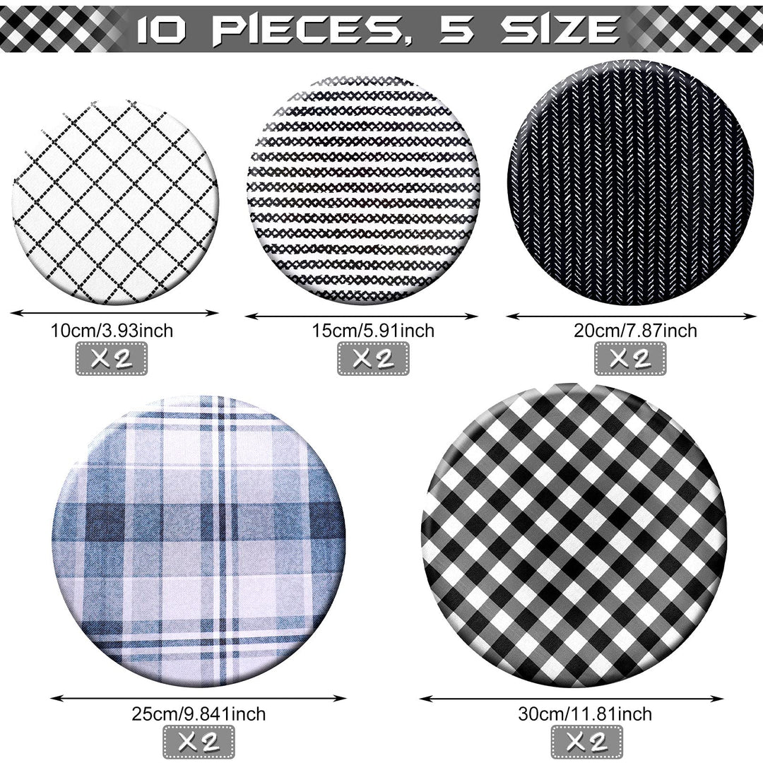 10 Pieces Bowl Covers Reusable in 5 Size Stretch Cloth Fabric Bowl Covers Elastic Food Storage Covers Cotton Bread Bowl Covers Reusable Lids for Food, Fruits, Leftover (Simple Style)