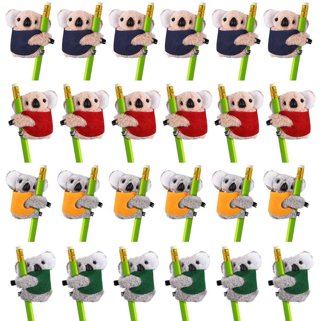 24 Pieces Koala Kangaroo Clip On Pencil Clips Animal Plush Pencil Clips Clip-On Critter Animal Clip with 4 Colors for Home Office Supplies(Koala Style)
