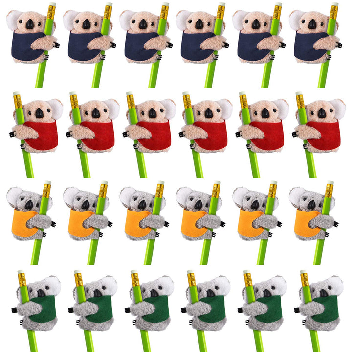24 Pieces Koala Kangaroo Clip On Pencil Clips Animal Plush Pencil Clips Clip-On Critter Animal Clip with 4 Colors for Home Office Supplies(Koala Style)