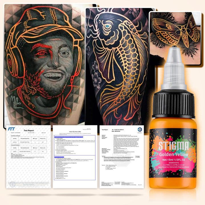 Professional Tattoo Ink Color Set 14 Colors with 15 ml 1/2oz per Bottle Tattoo Ink Set for Tattoo Artist and Beginners Tattoo Supplies TI4003-15-14