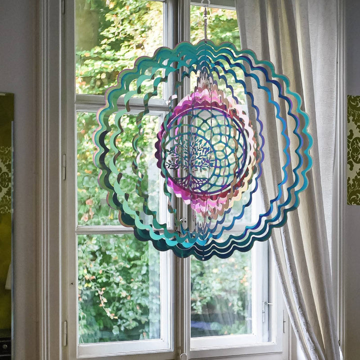 Wind Spinners Outdoor Metal Tree of Life Wind Spinner Mandala Decor, Hanging Wind Spinners for Yard and Garden Patio Porch Balcony Pool Yard Wind Spinners Garden Gifts for Women Wife