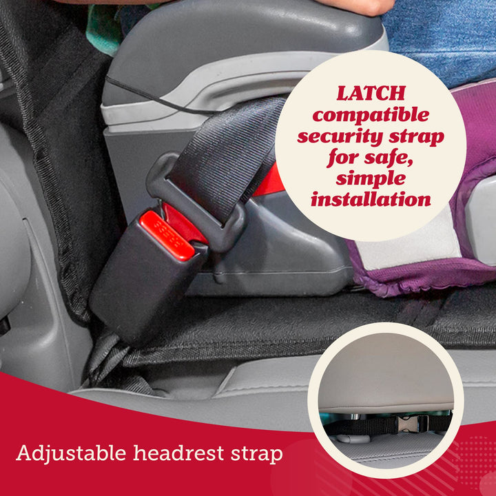 Car Seat Protector for Baby Car Seat - Thick Padding - Seat Protector Under Baby Car Seat with 2 Mesh Storage Pockets - Black Waterproof Baby Car Seat Protector - Non-Slip Padded Backing