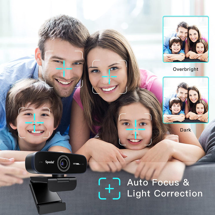 1080P 60fps Webcam with Dual Microphone, AutoFocus, Software Included, Ultra HD Streaming Web Camera, USB Computer Camera for Gaming/Online Teaching/Video Calling/Zoom/Skype