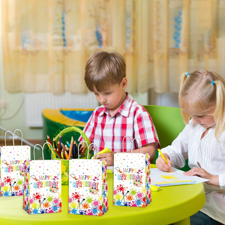 12 Pcs Premium Paint Art Party Bag Art Themed Birthday Party Painting Party Candy Favor Bags Supplies Gift Treat Bags Paint Party Supplies Decorations