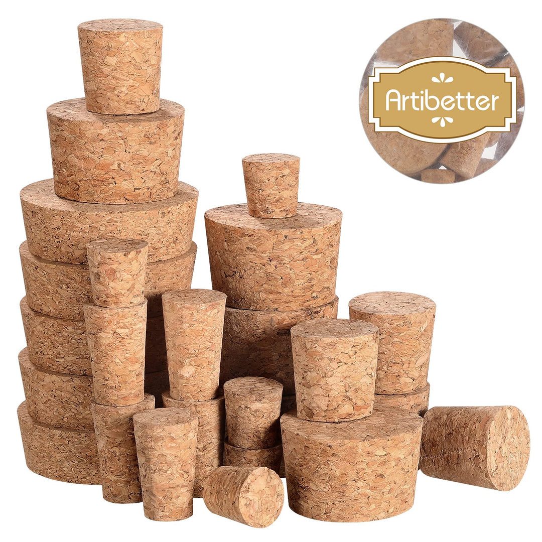 25pcs Tapered Cork Plugs Wine Bottle Corks Wooden Bottle Cork Replacement Corks for Bar Home Restaurant