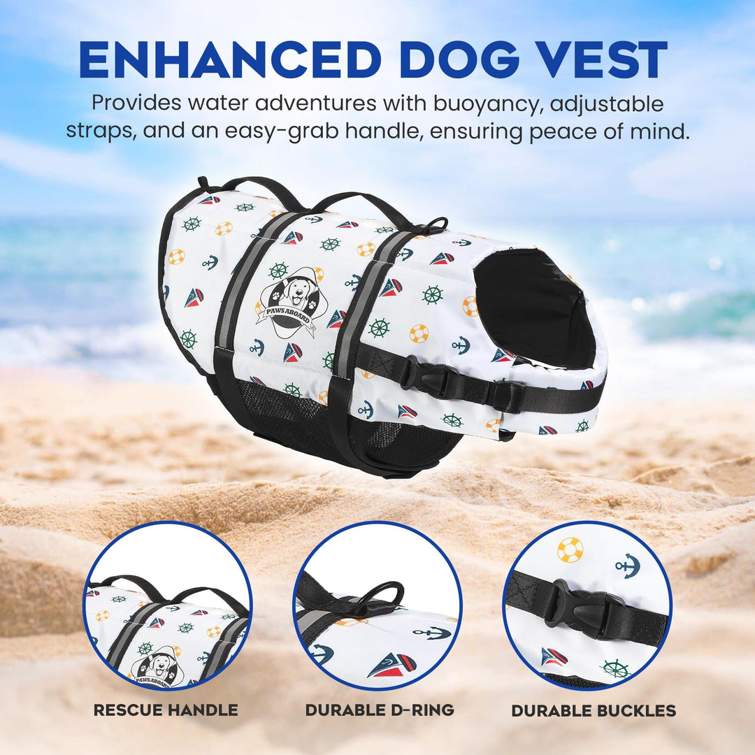 Dog Life Jacket - Keep Your Canine Safe with a Neoprene Life Vest for Swimming and Boating - Available in Different Sizes, Color and Design to Choose - Nautical Dog, Large