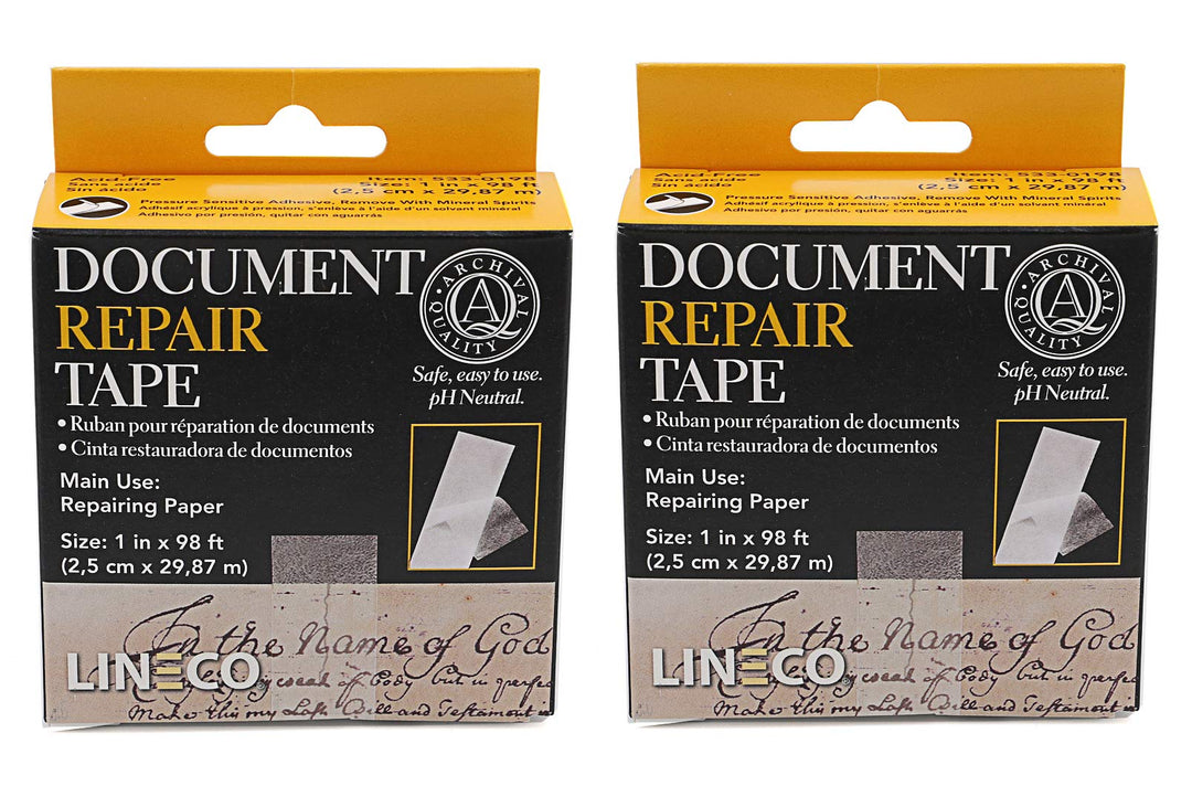 Archival Document Repair Tape, Repairs Paper Documents, Book Pages, Maps, Ephemera, Photos and Printed Artwork. Ideal for Family Archivist, Acid-Free Translucent Tape 1 x 98', Pack of 2