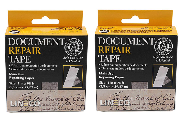 Archival Document Repair Tape, Repairs Paper Documents, Book Pages, Maps, Ephemera, Photos and Printed Artwork. Ideal for Family Archivist, Acid-Free Translucent Tape 1 x 98', Pack of 2