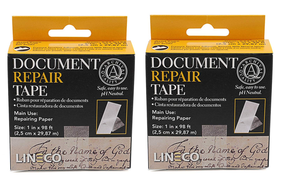 Archival Document Repair Tape, Repairs Paper Documents, Book Pages, Maps, Ephemera, Photos and Printed Artwork. Ideal for Family Archivist, Acid-Free Translucent Tape 1 x 98', Pack of 2