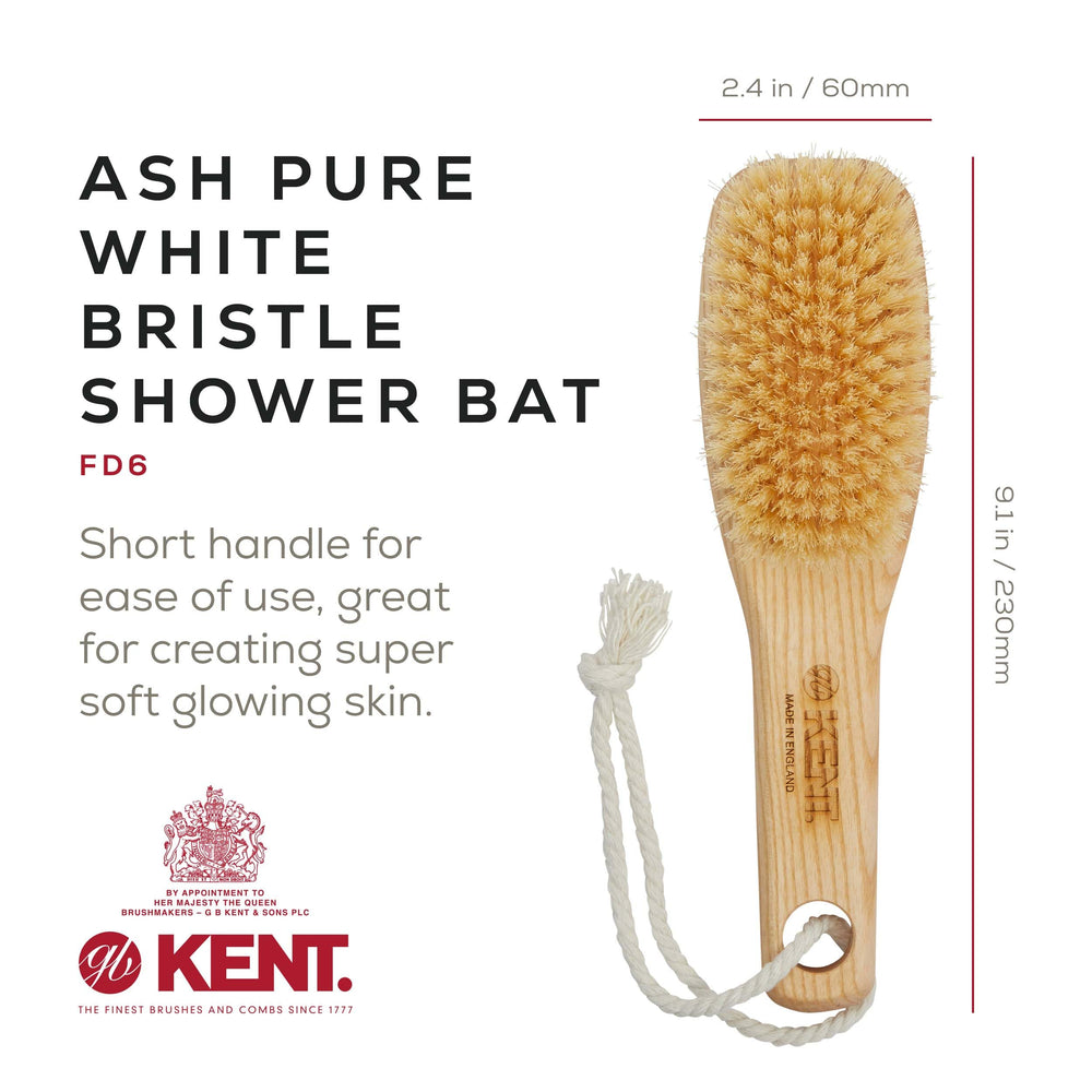 Kent FD6 Pure Beechwood Natural Bristle Bath & Body Brush